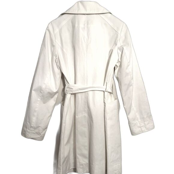 Michael Kors White Trench Coat Womens Small 4 6 Collar Summer Belt Button Bridal - Picture 2 of 5